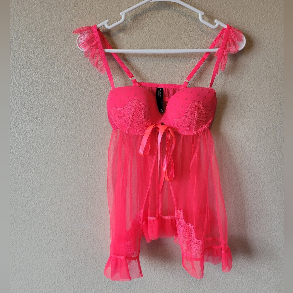 Victoria's Secret Pink Babydoll Tie Front Lingerie, 36B
